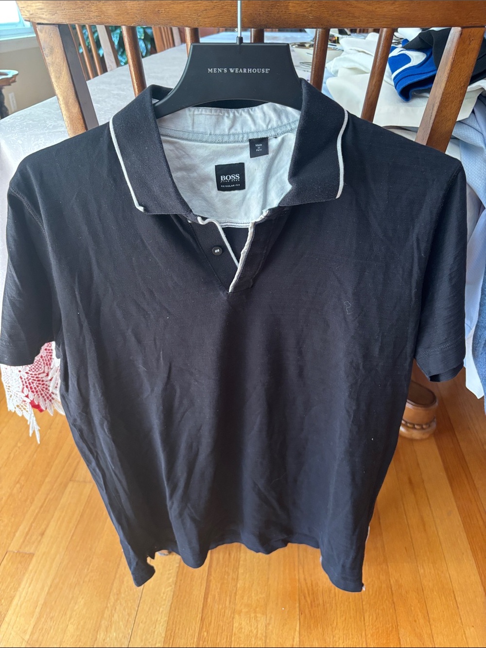 BOSS Black Polo with White Contrast Piping
